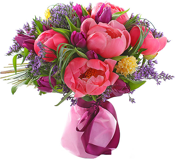 Букет из коралловых пионов Букет «Лесная ягода»